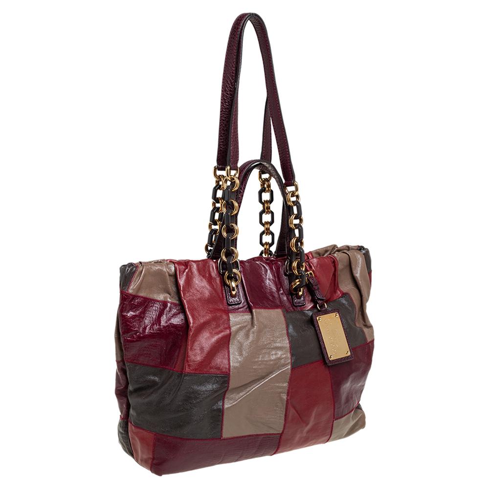 Black Dolce & Gabbana Multicolor Patchwork Leather Miss Night and Day Tote