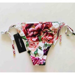 Dolce & Gabbana Multicolor Peony Rose Swimsuit Bikini Swimwear Beachwear Bottoms