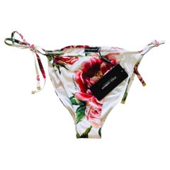 Dolce & Gabbana Multicolor Peony Rose Swimsuit Bikini Swimwear Beachwear Bottoms