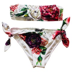 Dolce & Gabbana Mehrfarbiger Pfingstrose Rose Badeanzug Bikini Bademode Strandbekleidung Floral