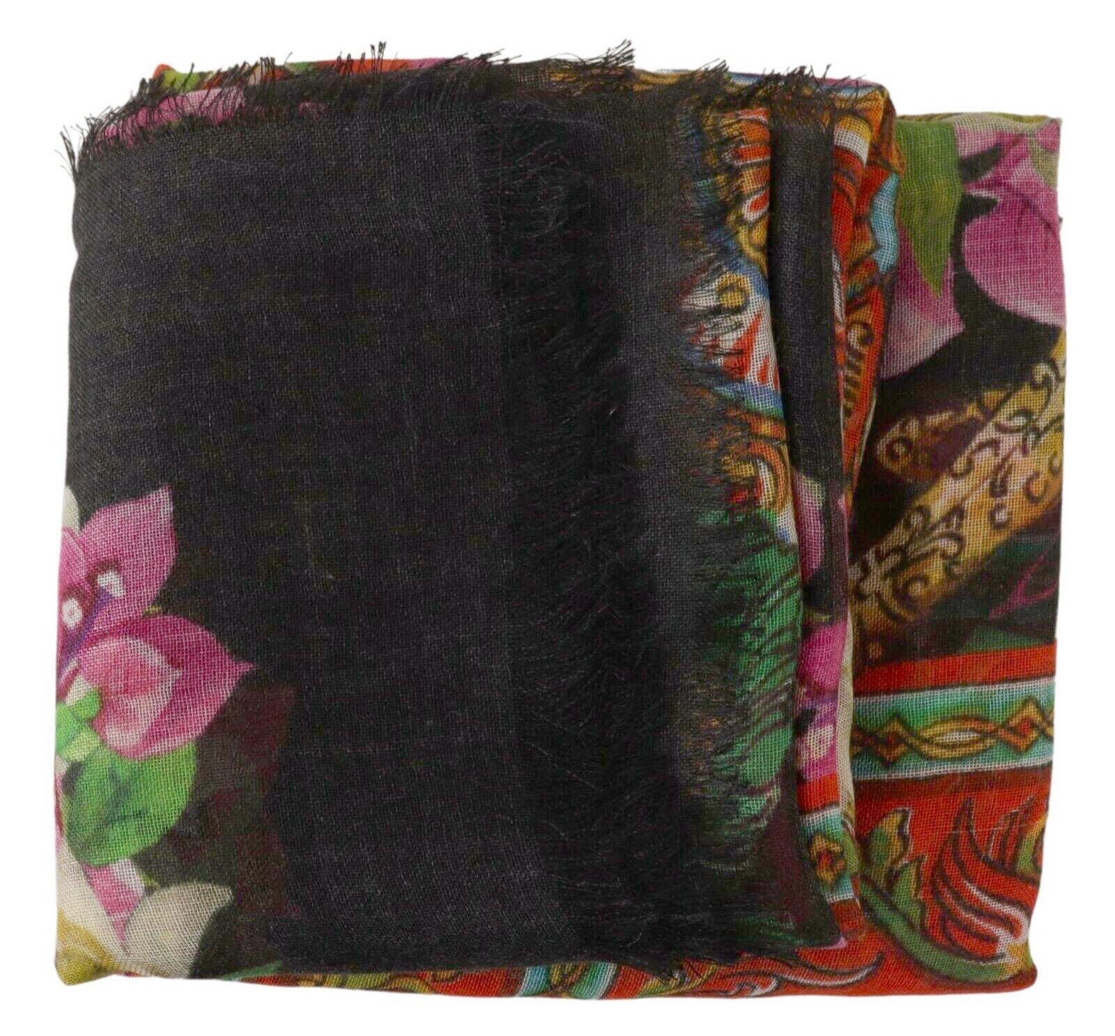 Marrone Dolce & Gabbana Sciarpa floreale in cashmere rosa multicolore Avvolgimenti da spiaggia DG in vendita