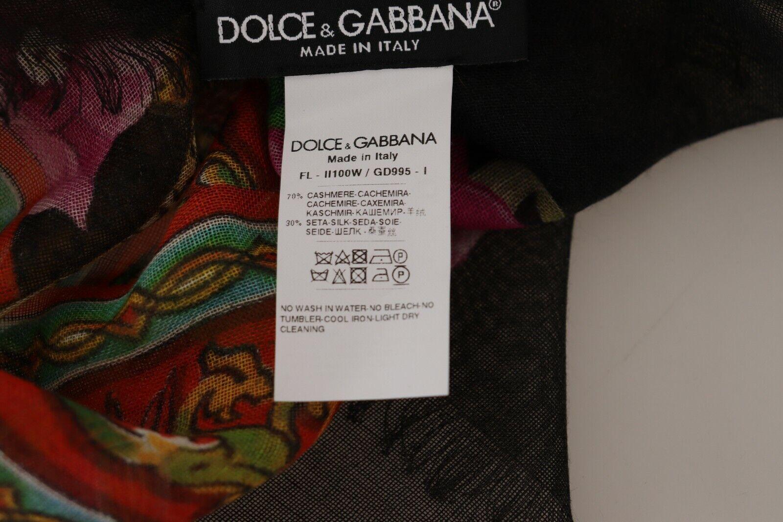 Donna Dolce & Gabbana Sciarpa floreale in cashmere rosa multicolore Avvolgimenti da spiaggia DG in vendita