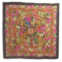 Dolce & Gabbana Sciarpa floreale in cashmere rosa multicolore Avvolgimenti da spiaggia DG