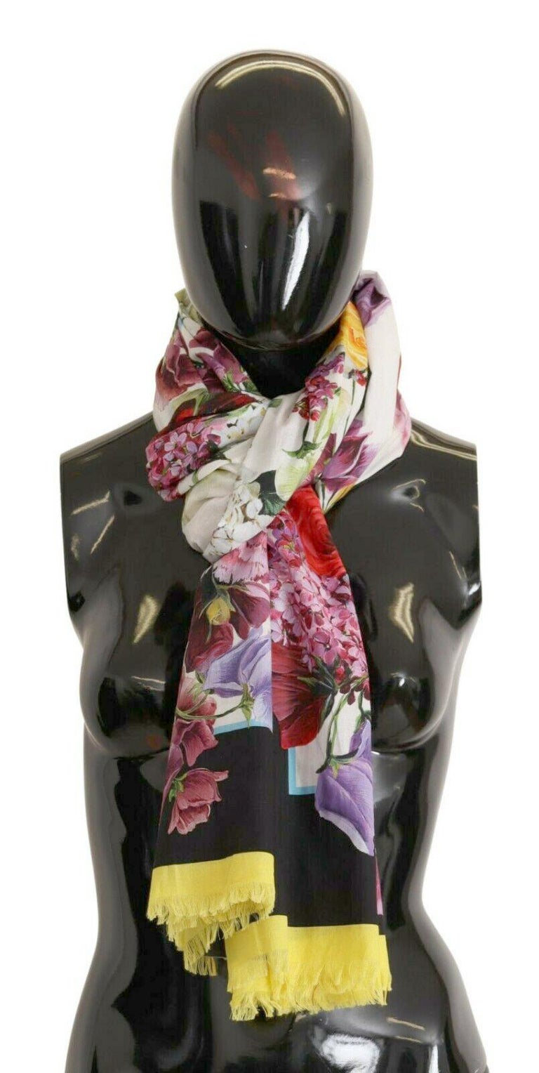 Dolce and Gabbana Multicolor Pink Cotton Floral Scarf Wrap Beachwear Pareo  Women at 1stDibs