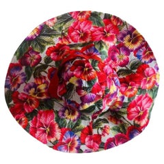 Dolce & Gabbana Multicolor Pink Cotton Flower Sun Hat Panama DG Floral Beachwear