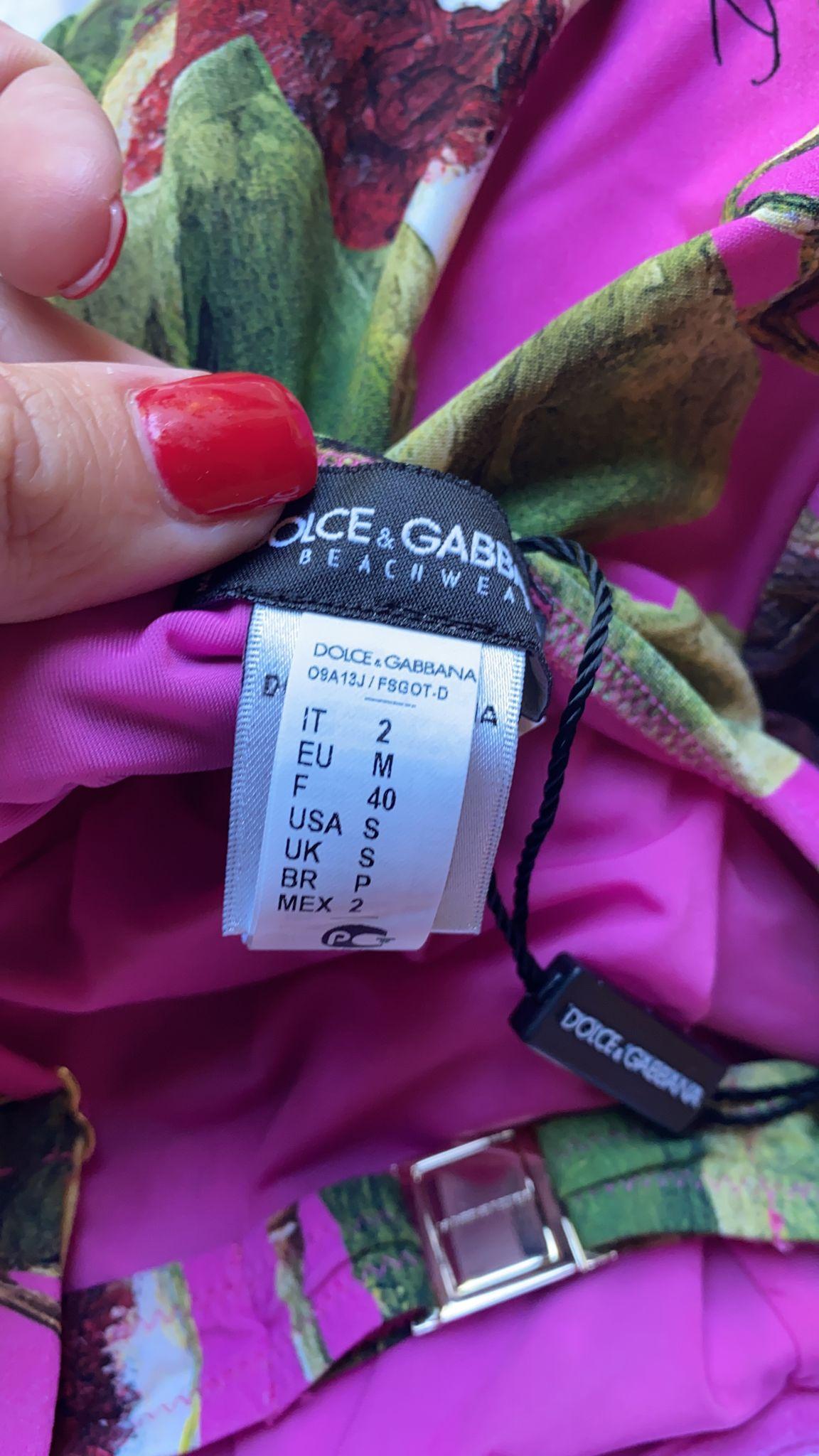 Dolce & Gabbana Multicolor Pink Figs One-piece Swimsuit Swimwear Beachwear  In New Condition In WELWYN, GB