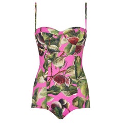 Dolce & Gabbana Multicolor Pink Figs One-piece Swimsuit Swimwear Beachwear