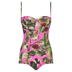 Dolce & Gabbana Multicolor Pink Figs One-piece Swimsuit Swimwear Beachwear 