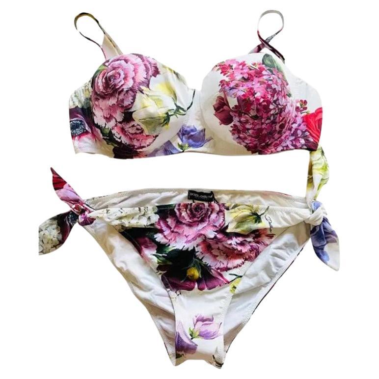 Dolce & Gabbana Multicolor Pink Floral Bikini Swimsuit Swimwear Beachwear DG