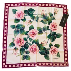 Dolce & Gabbana Multicolor Pink Red Silk Tropical Rose Floral Scarf Wrap Cover 