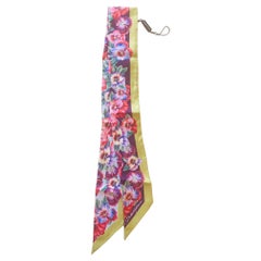 Dolce & Gabbana Multicolor Pink Silk Floral Mini Scarf Headscarf Tie Flowers DG