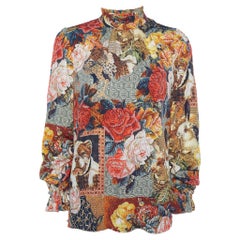Dolce 
Gabbana Top in seta stampata Pixel floreale multicolore S