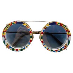 Dolce & Gabbana Multicolor Plastic Sicily Caretto Printed Sunglasses Italy DG