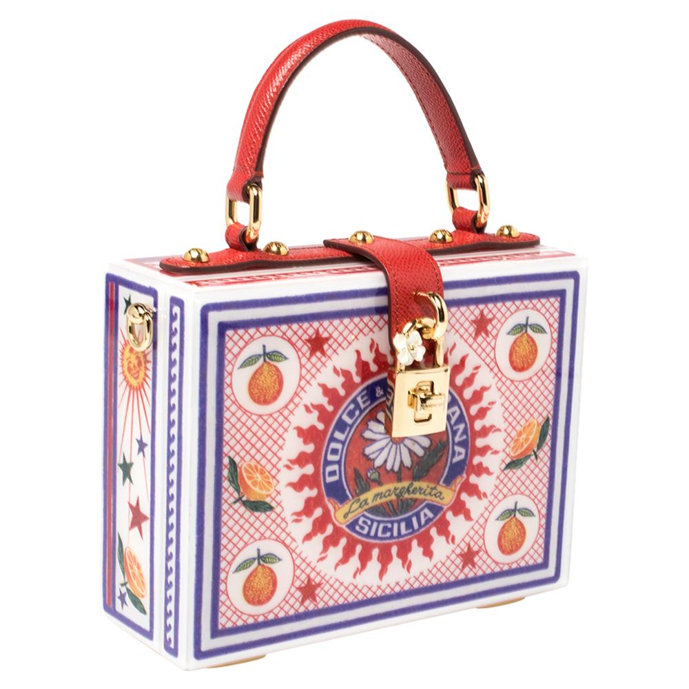 Dolce & Gabbana Multicolor Plexiglass and Leather Dolce Box Top Handle Bag In Good Condition In Dubai, Al Qouz 2