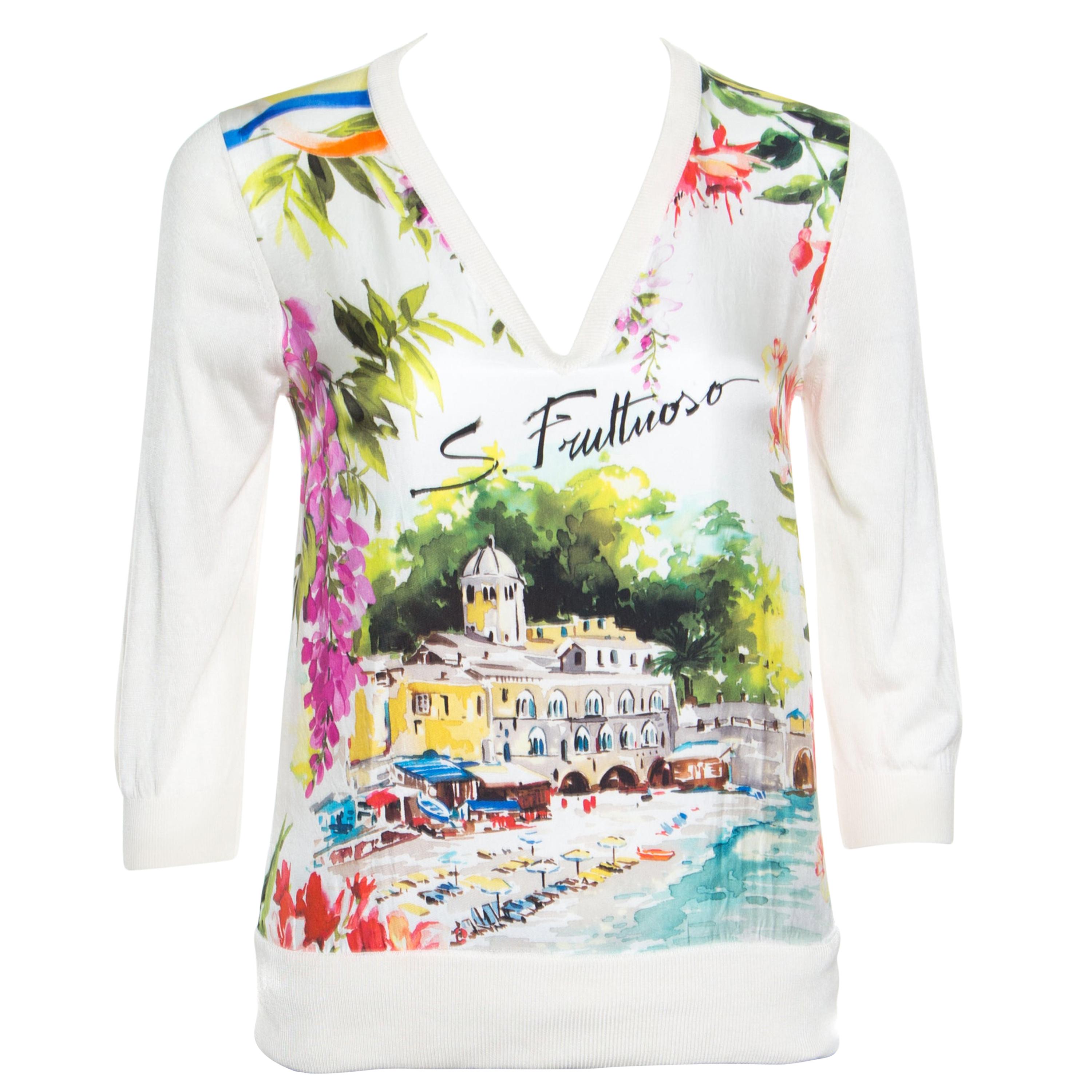 Dolce & Gabbana Multicolor Portofino Printed Silk Sweater S