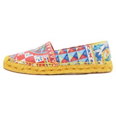 Dolce & Gabbana Multicolor Print Canvas Platform Espadrilles Size 36