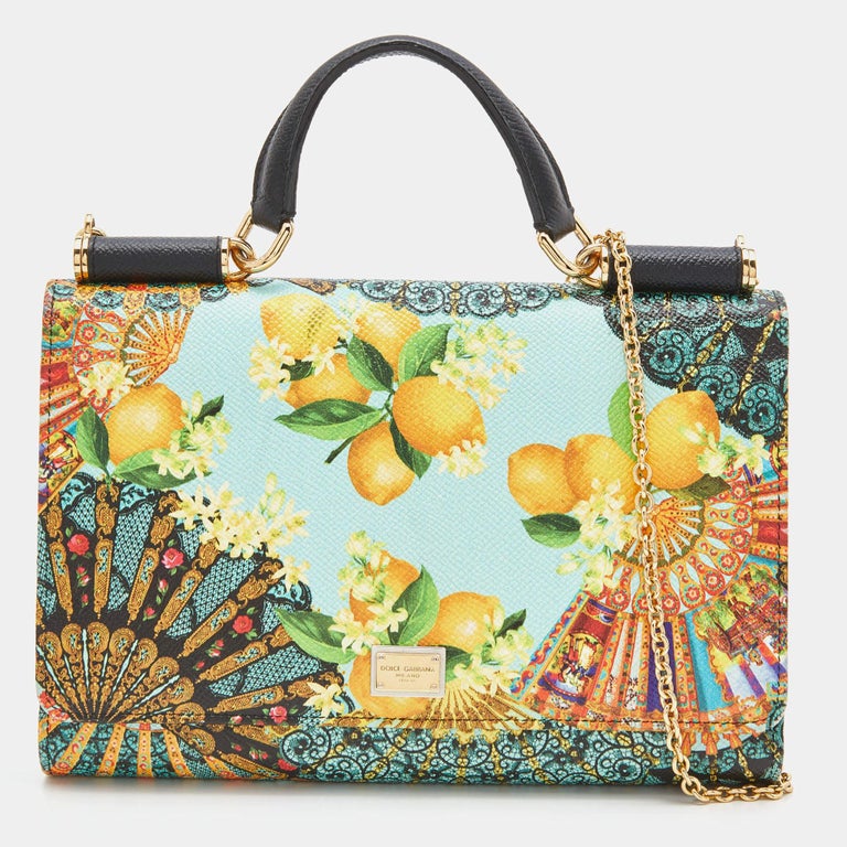 Dolce and Gabbana Multicolor Print Leather Miss Sicily Von Crossbody Bag  For Sale at 1stDibs