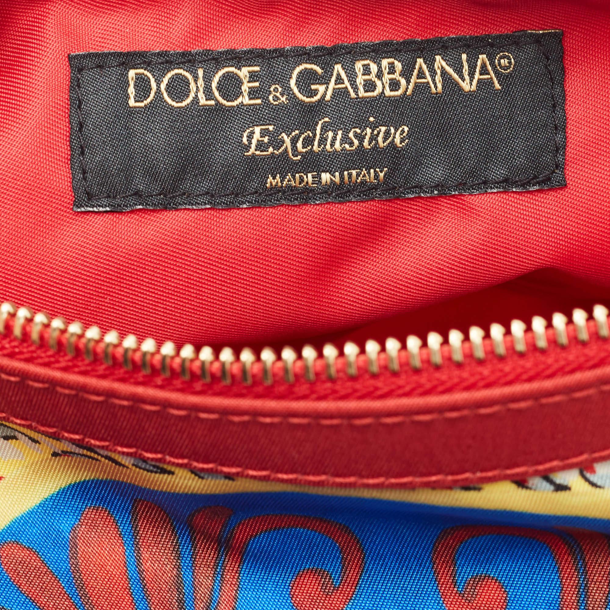Dolce & Gabbana Multicolor Print Nylon Zip Pouch 2