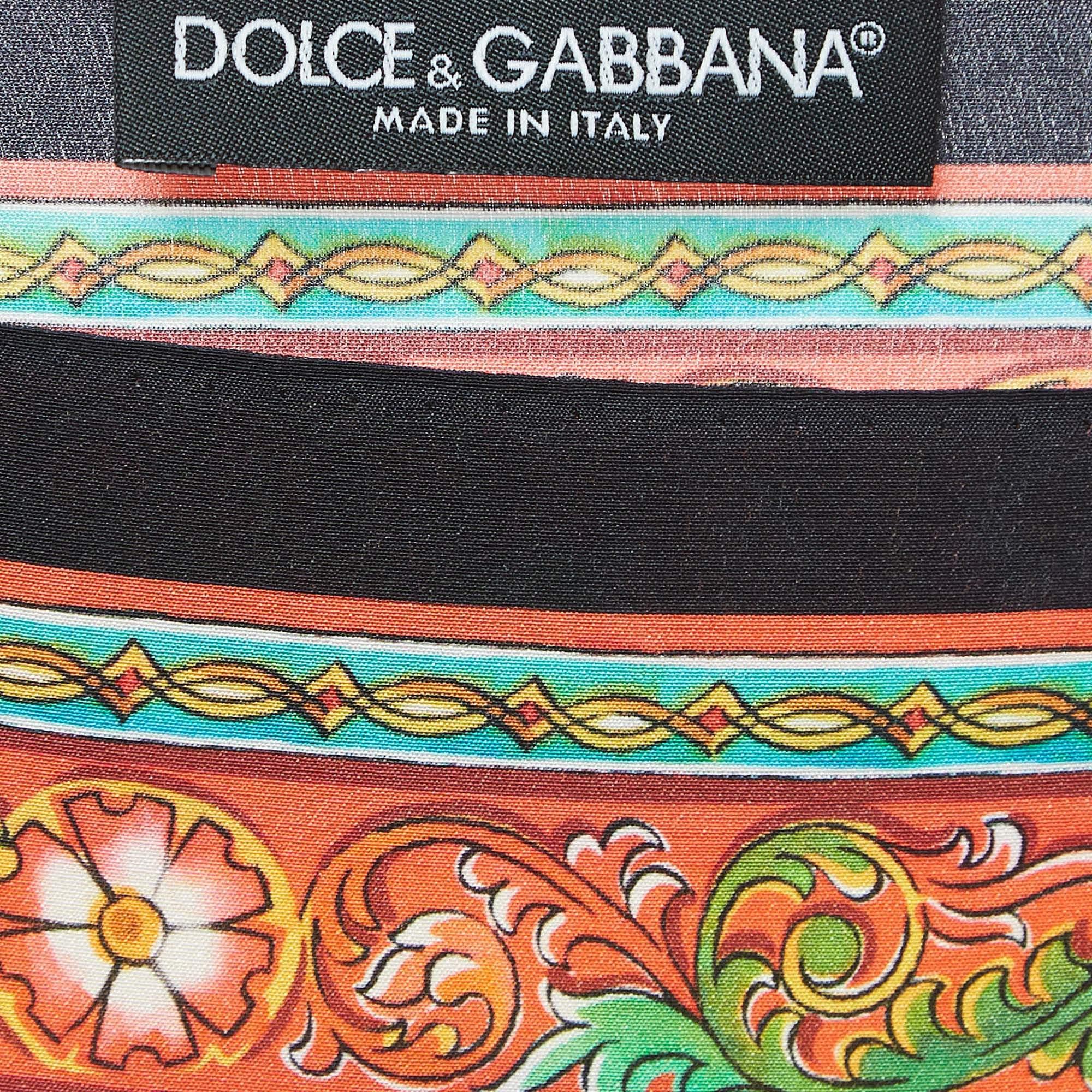 Dolce & Gabbana Multicolor Print Silk Boat Neck Top S 2