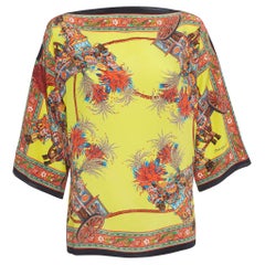 Dolce & Gabbana Multicolor Print Silk Boat Neck Top S