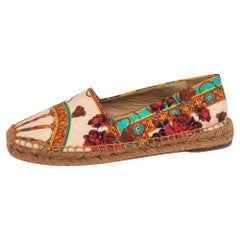 Dolce & Gabbana Multicolor Printed Canvas Espadrille Flats Size 37