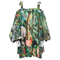 Dolce & Gabbana Multicolor Printed Cotton Cold Shoulder A-Line Mini Dress M