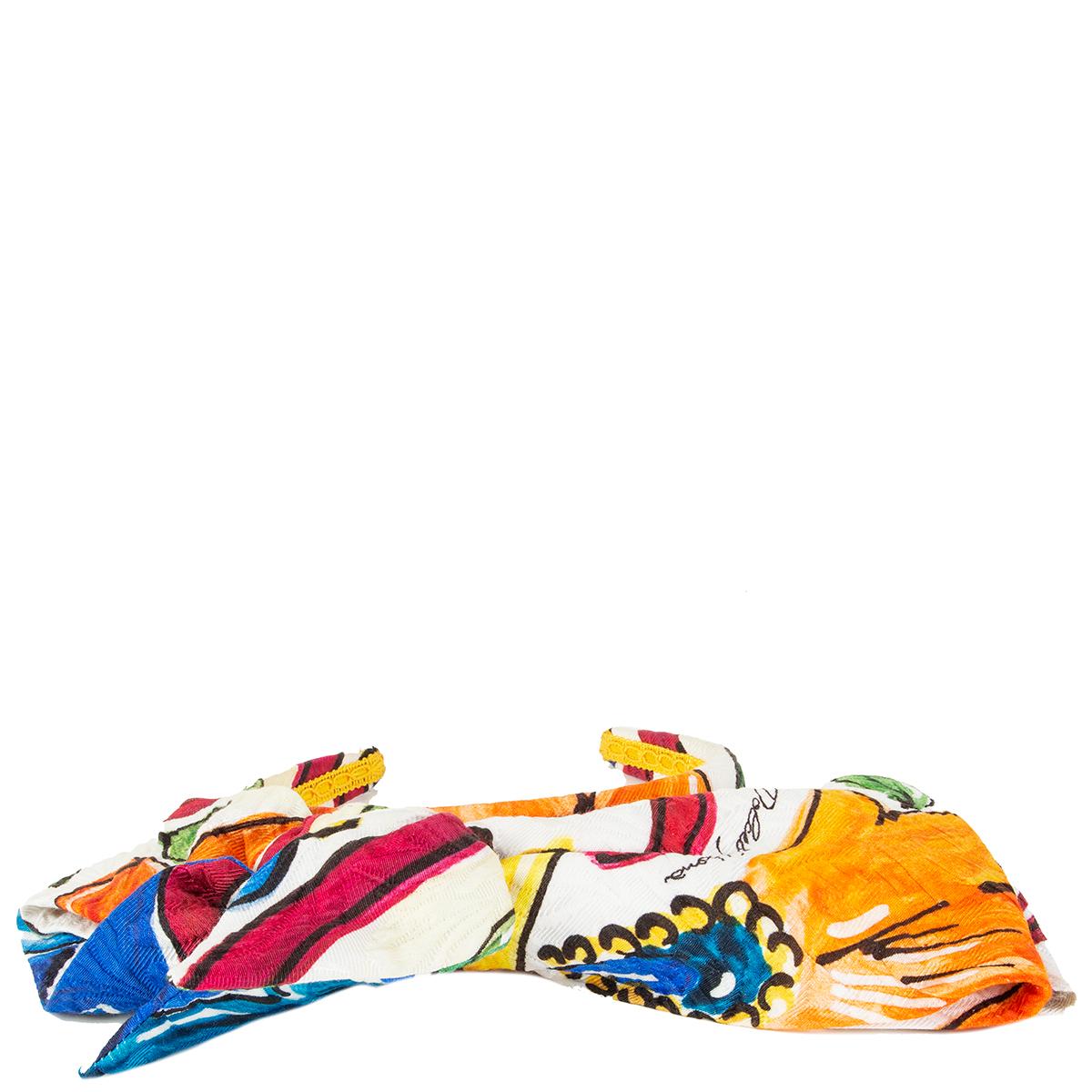 DOLCE & GABBANA multicolor PRINTED JACQUARD BOW Headband Hat One Size In Excellent Condition In Zürich, CH