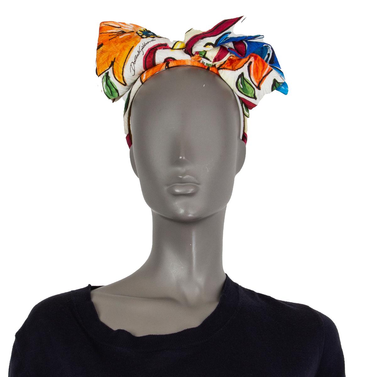 Women's DOLCE & GABBANA multicolor PRINTED JACQUARD BOW Headband Hat One Size
