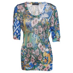 Dolce 
Gabbana Multicolor Printed Knit T-Shirt L