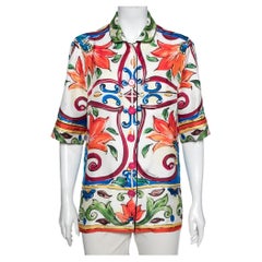 Dolce 
Gabbana Camicia a maniche corte in seta stampata multicolore S