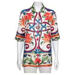 Dolce 
Gabbana Camicia a maniche corte in seta stampata multicolore S