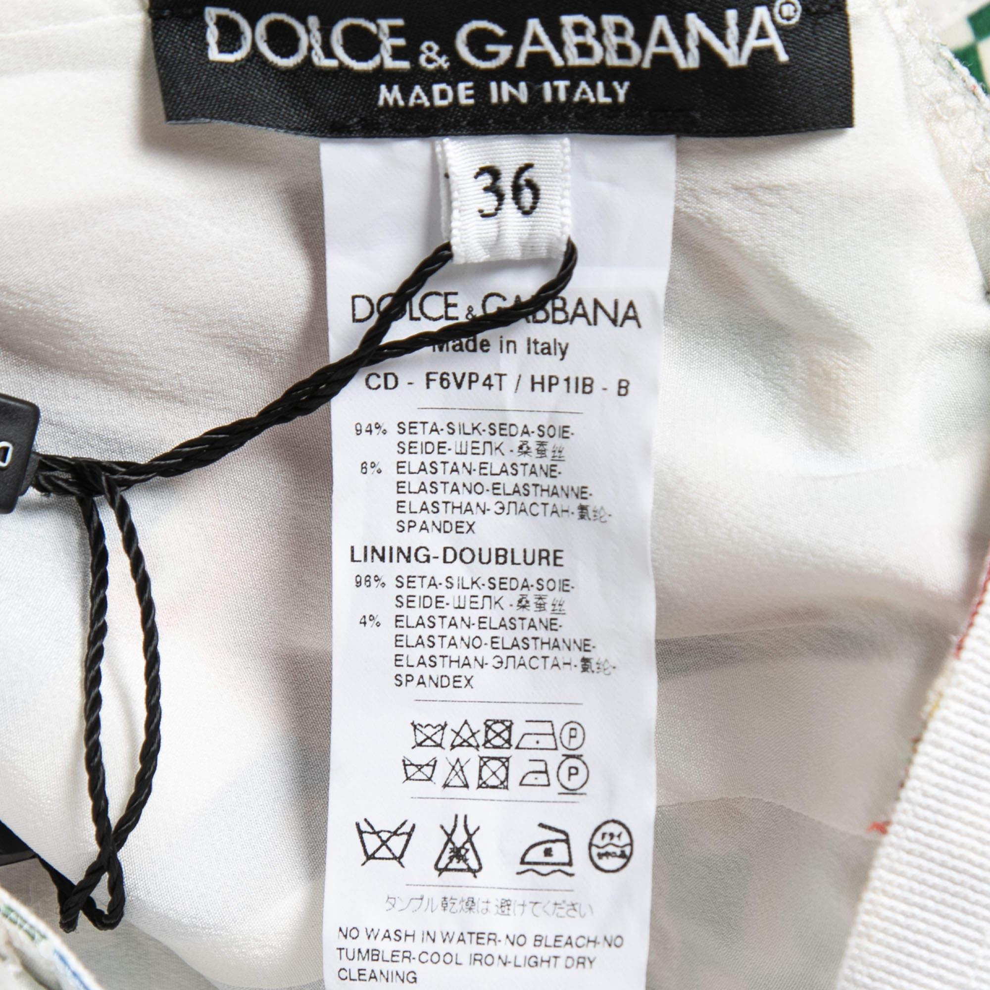 Women's Dolce & Gabbana Multicolor Printed Silk Wide Kimono Sleeve Short Dress XS