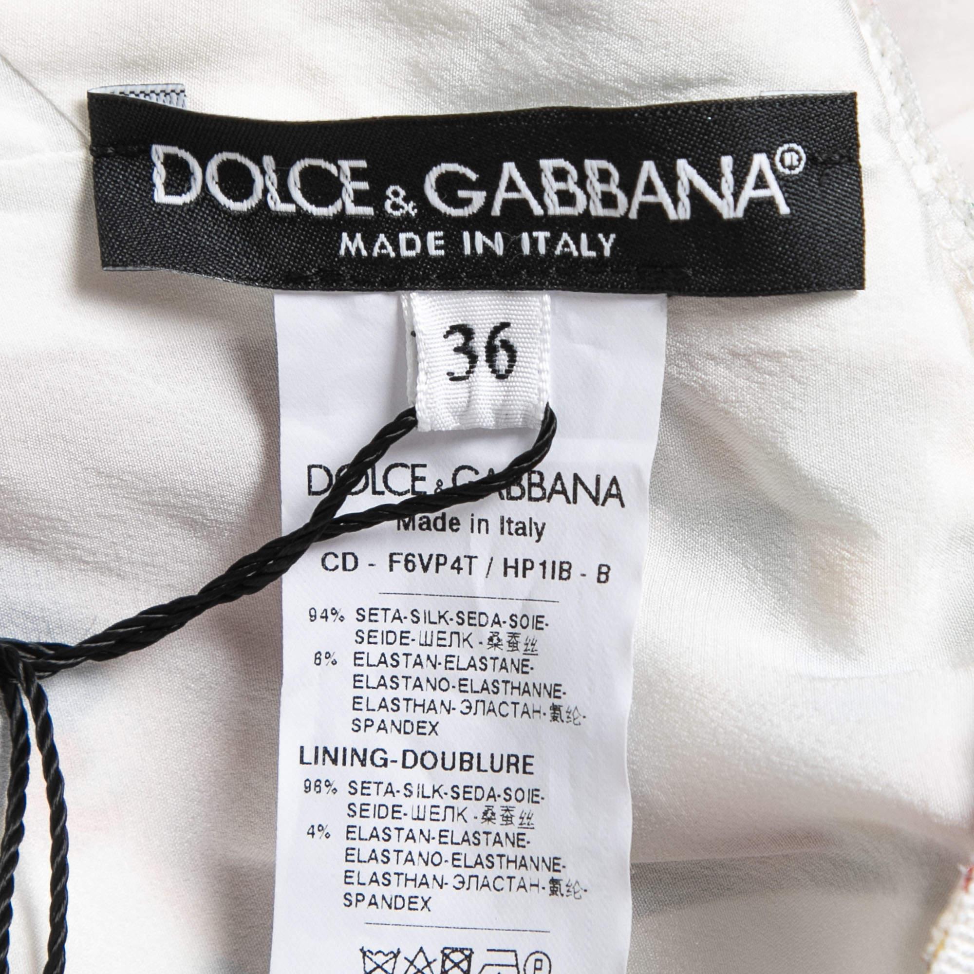 Dolce & Gabbana Multicolor Printed Silk Wide Kimono Sleeve Short Dress XS 1