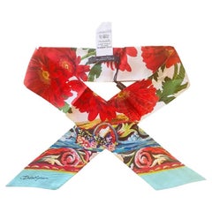 Dolce & Gabbana Multicolor Red Blue Silk Floral Mini Scarf Headscarf Tie DG