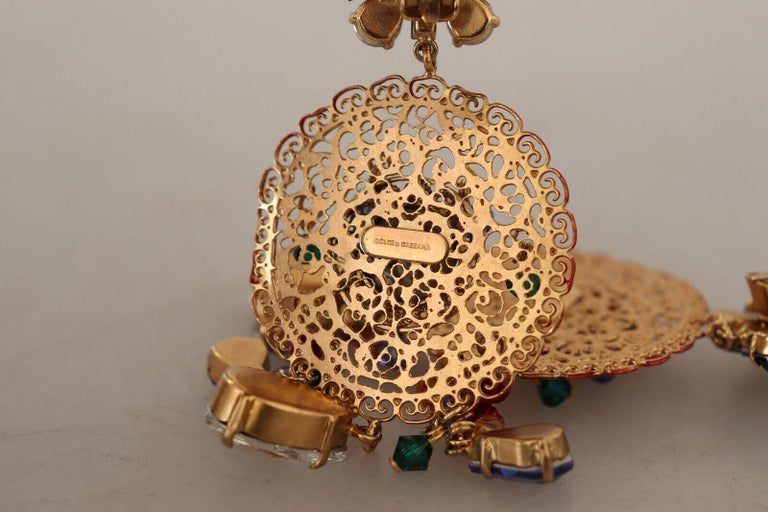 Dolce and Gabbana Multicolor Red Brass Crystal Carretto Clip  display picture 1