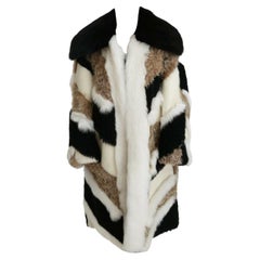 Dolce & Gabbana Multicolor Runway Fur Coat Black Brown White Sheep Cape Jacket 