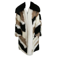 Dolce & Gabbana Multicolor Runway Fur Coat Black Brown White Sheep Cape Jacket