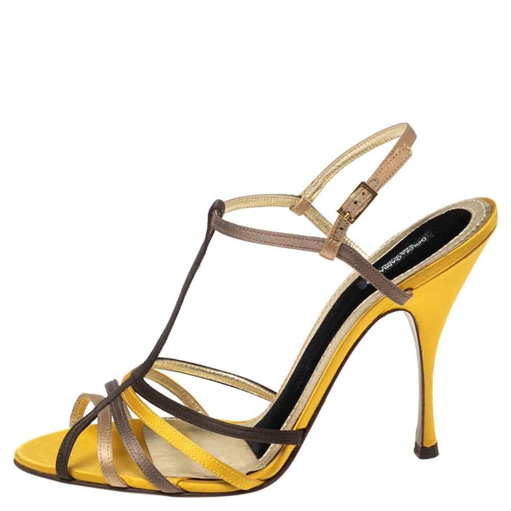 Women's Dolce & Gabbana Multicolor Satin Strappy Ankle Wrap Sandals Size 41