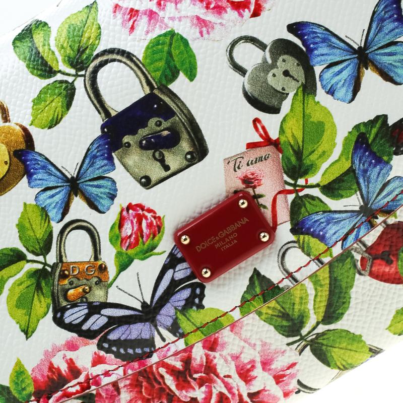Dolce & Gabbana Multicolor Secret Butterfly Print Leather Chain Clutch Bag 2