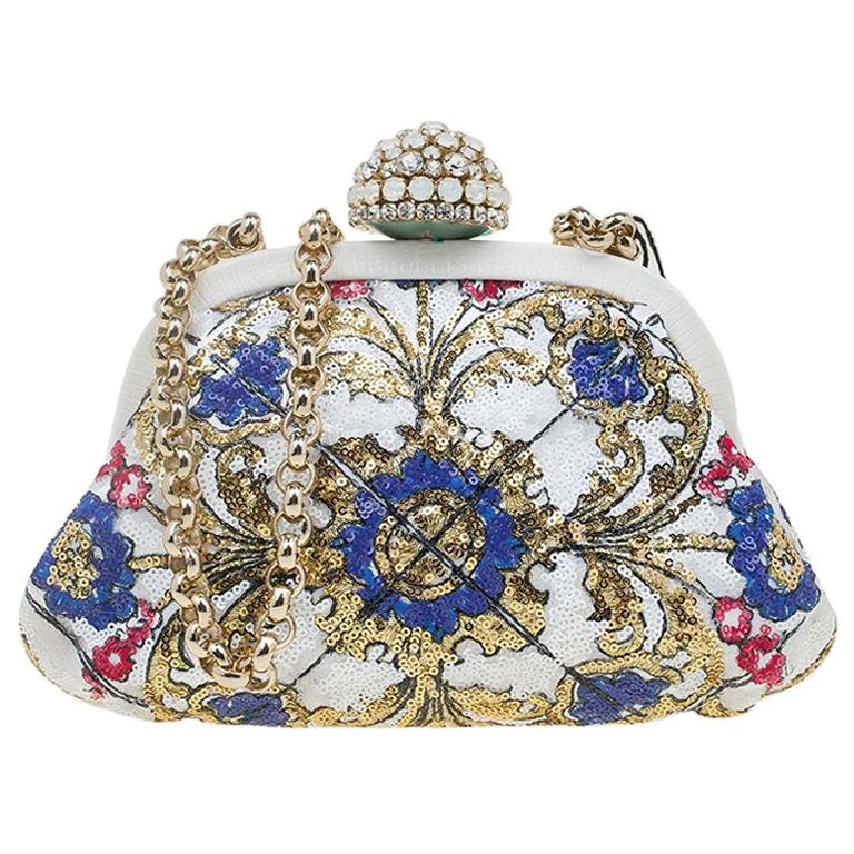 Dolce & Gabbana Multicolor Sequins Frame Convertible Clutch