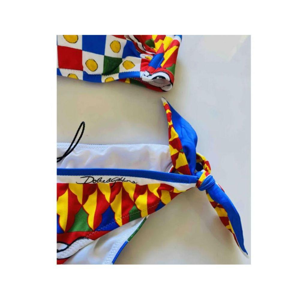 Dolce & Gabbana Mehrfarbiger Sizilienischer Caretto-Badeanzug Bikini-Badeanzug Strandbekleidung DG im Angebot 1