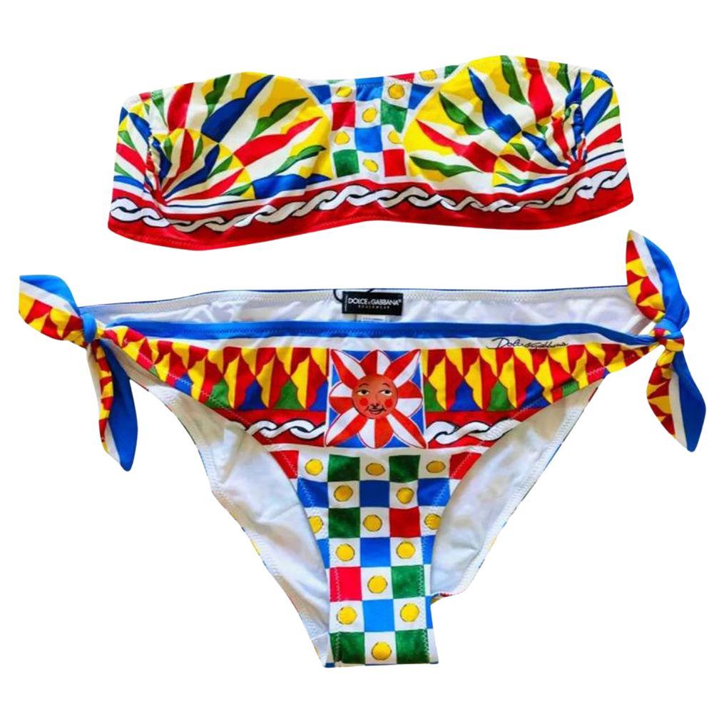 Dolce & Gabbana Multicolor Logo Swimsuit Bikini Bottom Swimwear