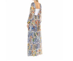 Dolce & Gabbana Multicolor Sicily Maiolica Silk Chiffon Maxi Dress Gown Majolica