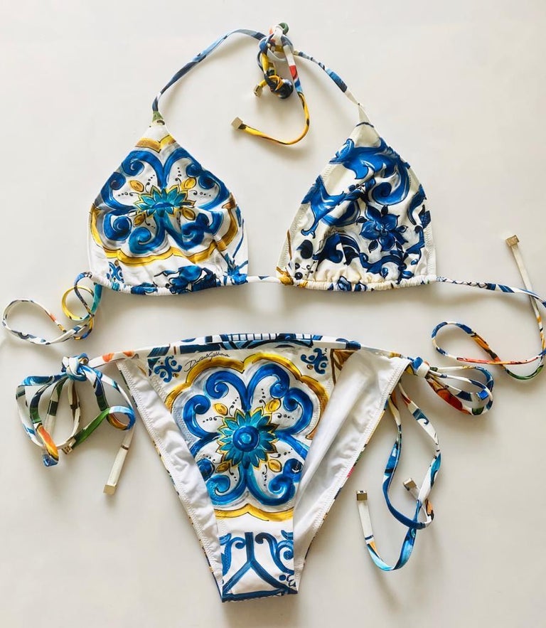 Dolce and Gabbana Multicolor Sicily Maiolica Swimsuit Bikini Swimwear ...
