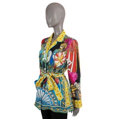 DOLCE & GABBANA multicolor silk 2021 CARRETTO BELTED PAJAMA Blouse Shirt 40 S