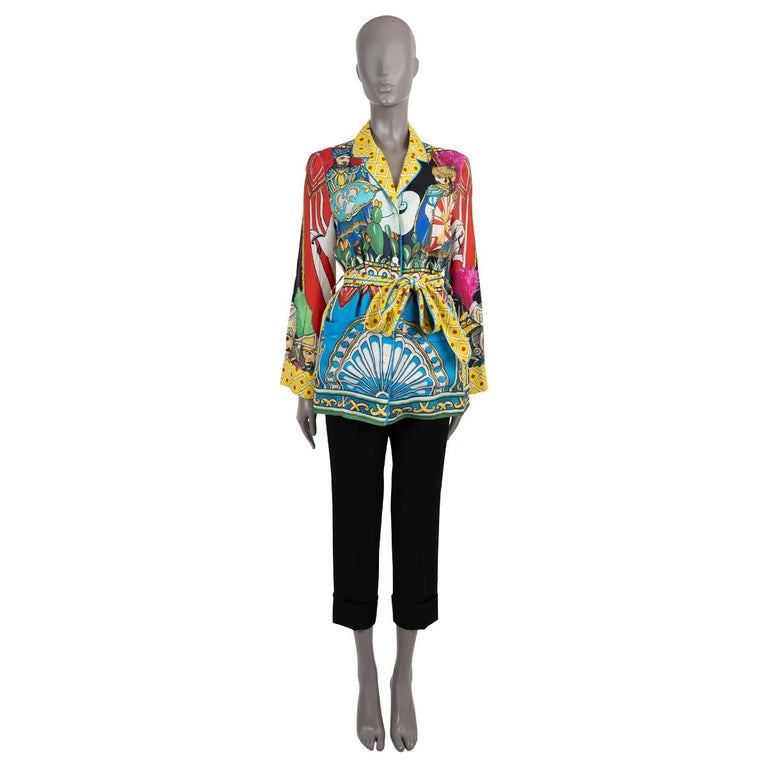 Chemise Dolce & Gabbana En Soie Imprimée Carretto - Taille 39 Manches Courtes - Neuve Avec étiquettes