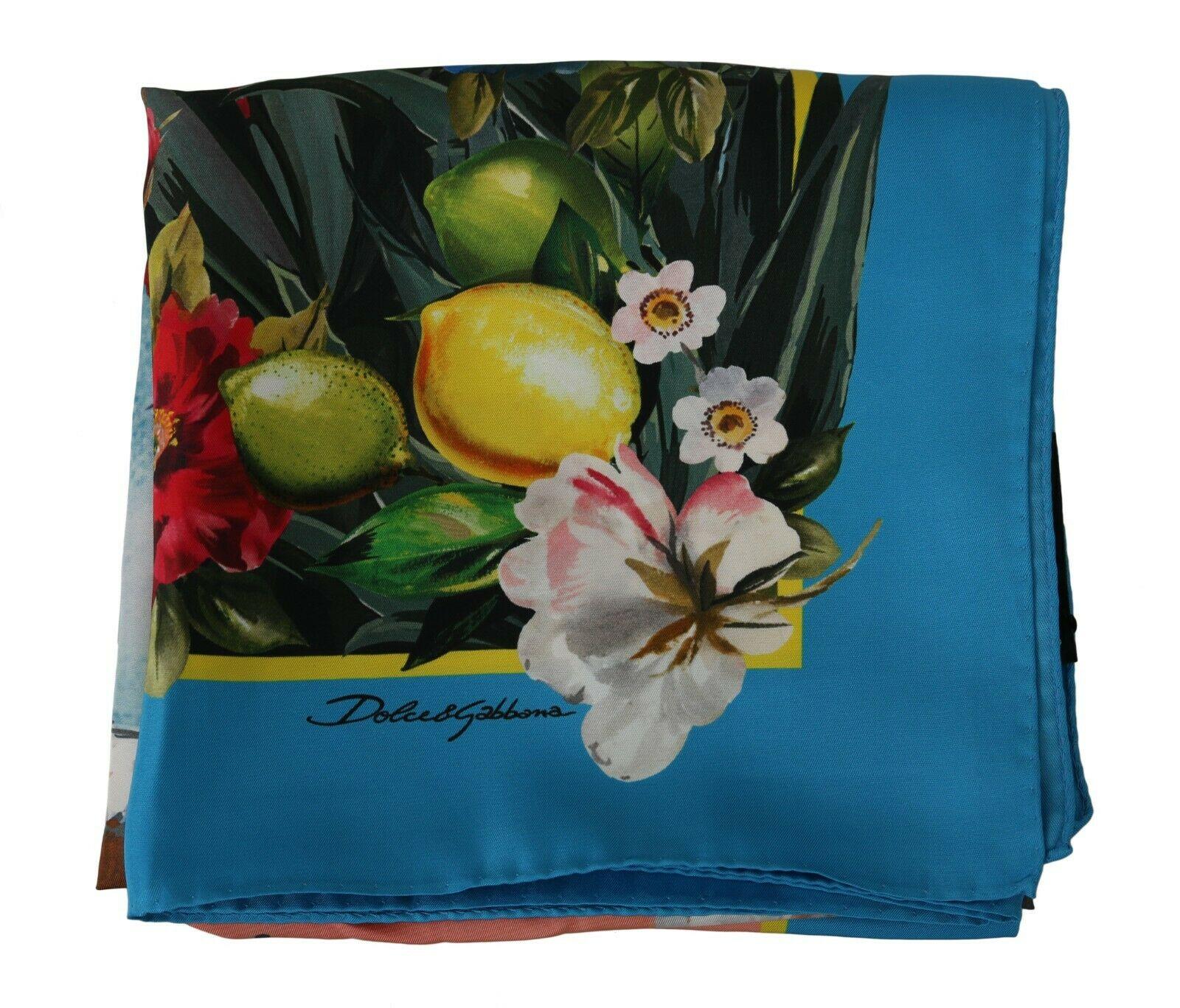 Dolce & Gabbana Multicolor Silk Capri Print Scarf Wrap Cover Up DG Flowers 1