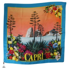 Dolce & Gabbana Multicolor Silk Capri Print Scarf Wrap Cover Up DG Flowers
