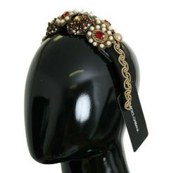 Dolce & Gabbana Multicolor Silk Crystal Diadem Headband Hair Accessory Pearls