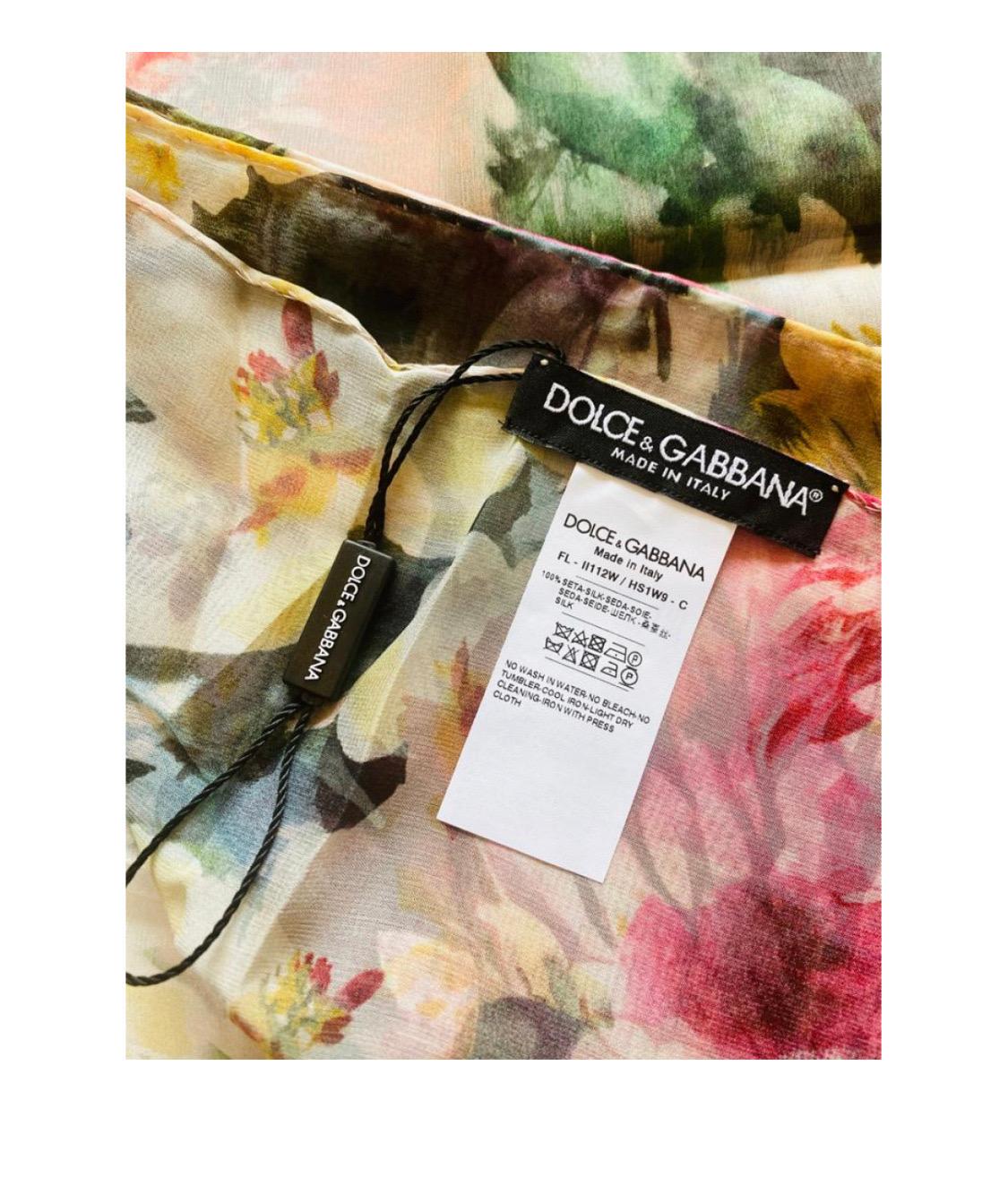 Women's Dolce & Gabbana Multicolor Silk Floral Scarf Wrap Accessory Flowers Peony DG  For Sale